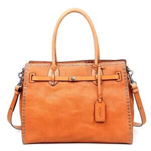 1817 Westland Satchel Bag | Retro Vintage, Western Style | Leather, Cotton